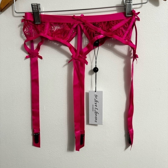 NWT For Love & Lemons Soutache Lace Garter Belt in Hot Pink size XS - Picture 3 of 9